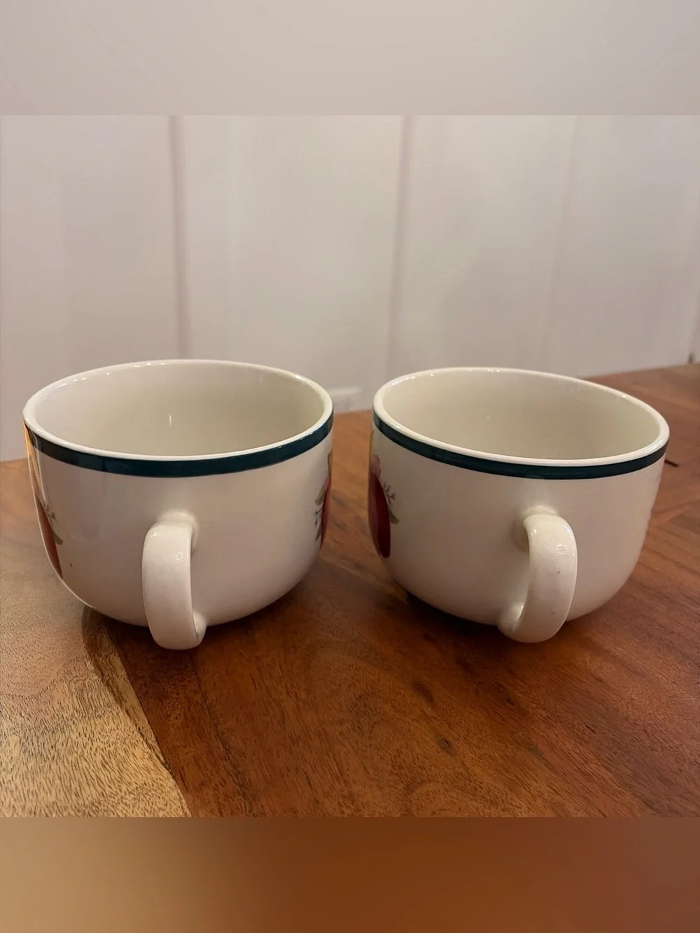2 Vintage Four Star Stoneware Apple Jumbo Mugs Handled Soup Bowls Cottagecore
